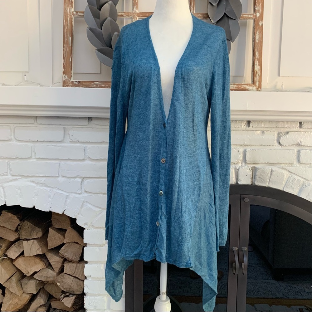 Eileen Fisher | Asymmetrical Long Linen Cardigan